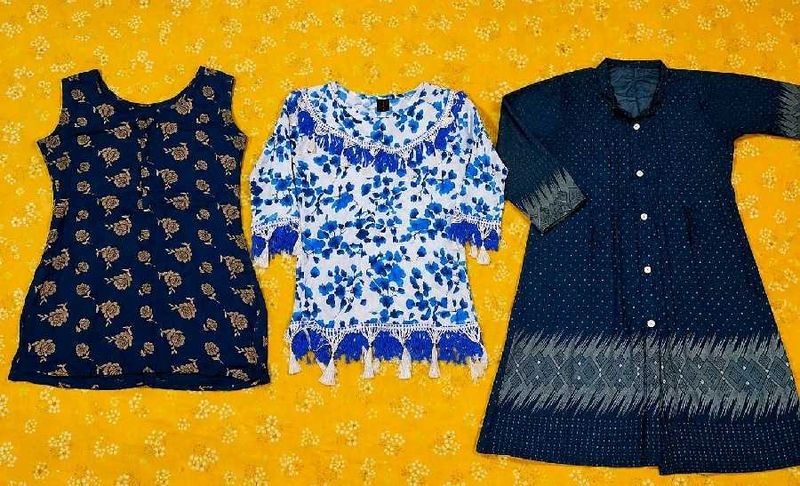 3 Stylish Floral Print Kurtas Set