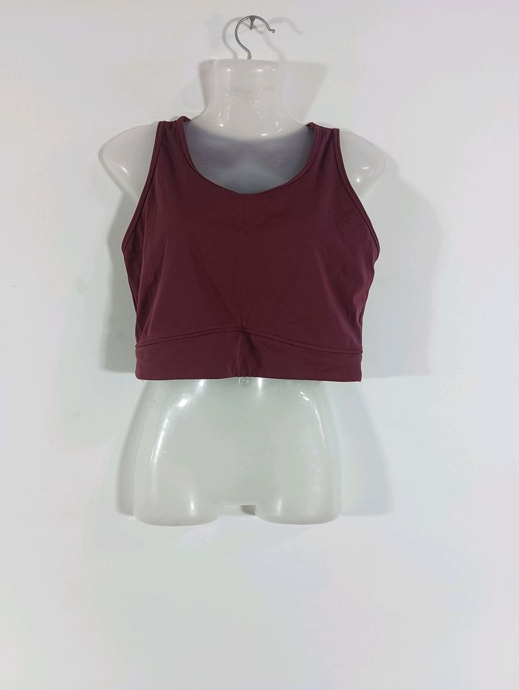 Burgundy Casual Active Crop Top (Women)