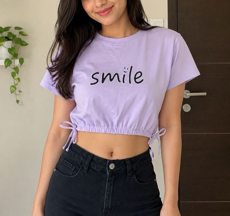 Lavender “Smile” Crop Top | Worn Once | Size M