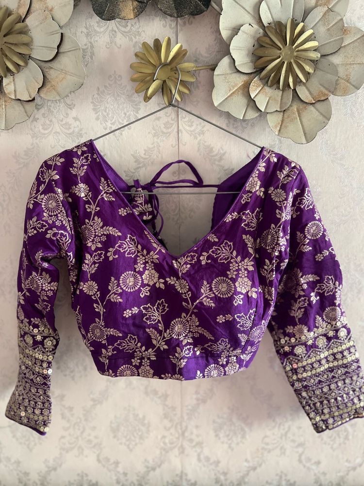Elegant Purple Embroidered Blouse