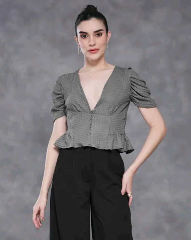Shein Chic Gray Peplum Top