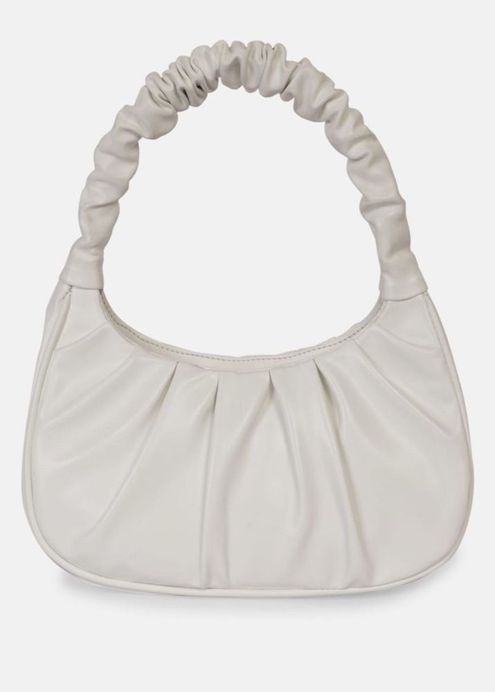 Off White PU Half Moon Shoulder Bag