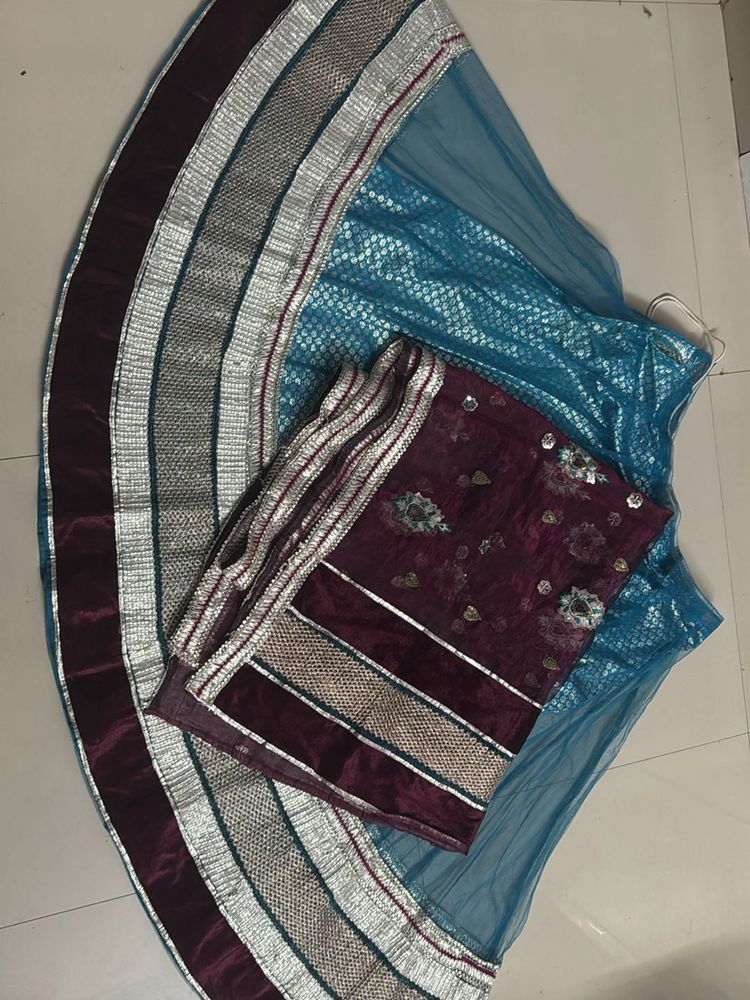Stunning Teal Lehenga with Embellished Dupatta