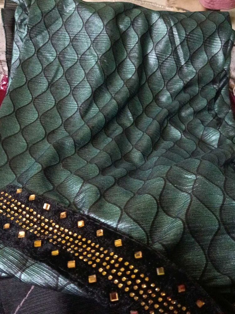 Stunning Green Embroidered Saree