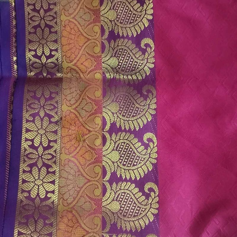 Elegant Pink Silk Saree with Gold Border