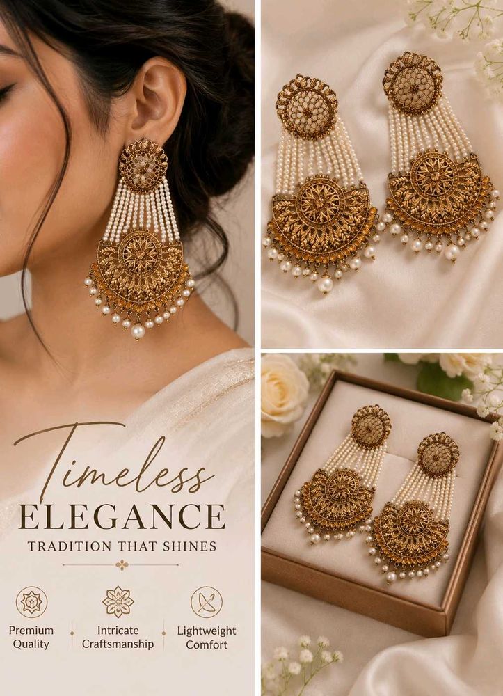Exquisite Antique Gold Jhumka Earrings