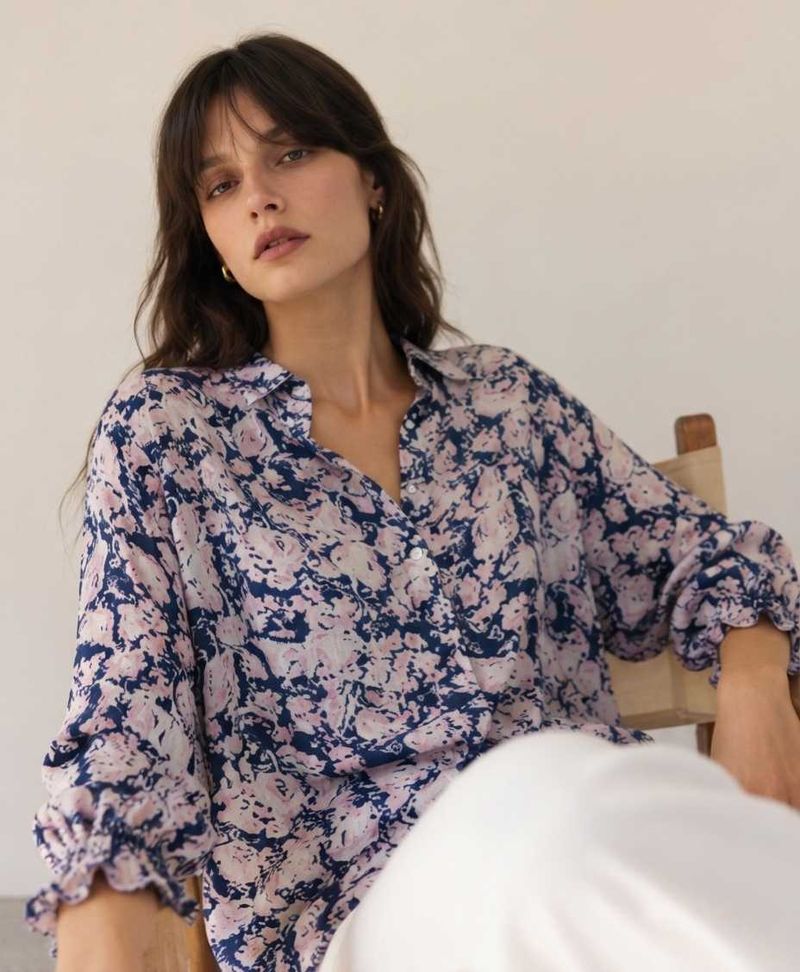 Zudio Floral Print Button-Up Top