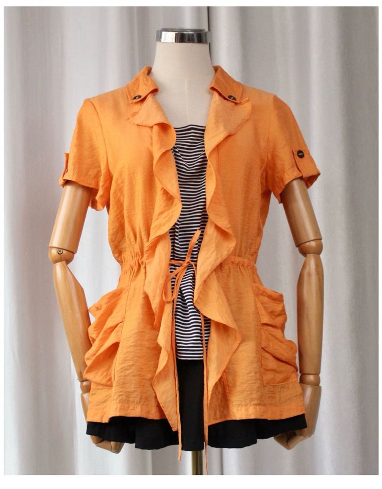 🚀🚀24Hrs EOS SALE🚀🚀Faux 2Pc Orange Ruffle Top
