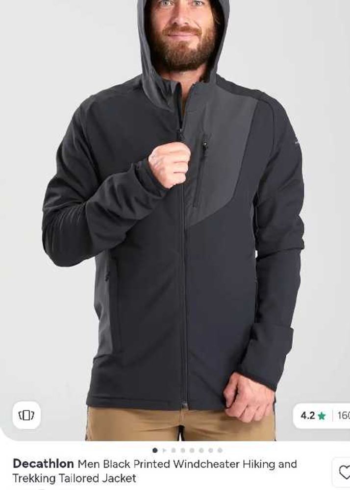 Decathlon Men's Black Trekking Jacket