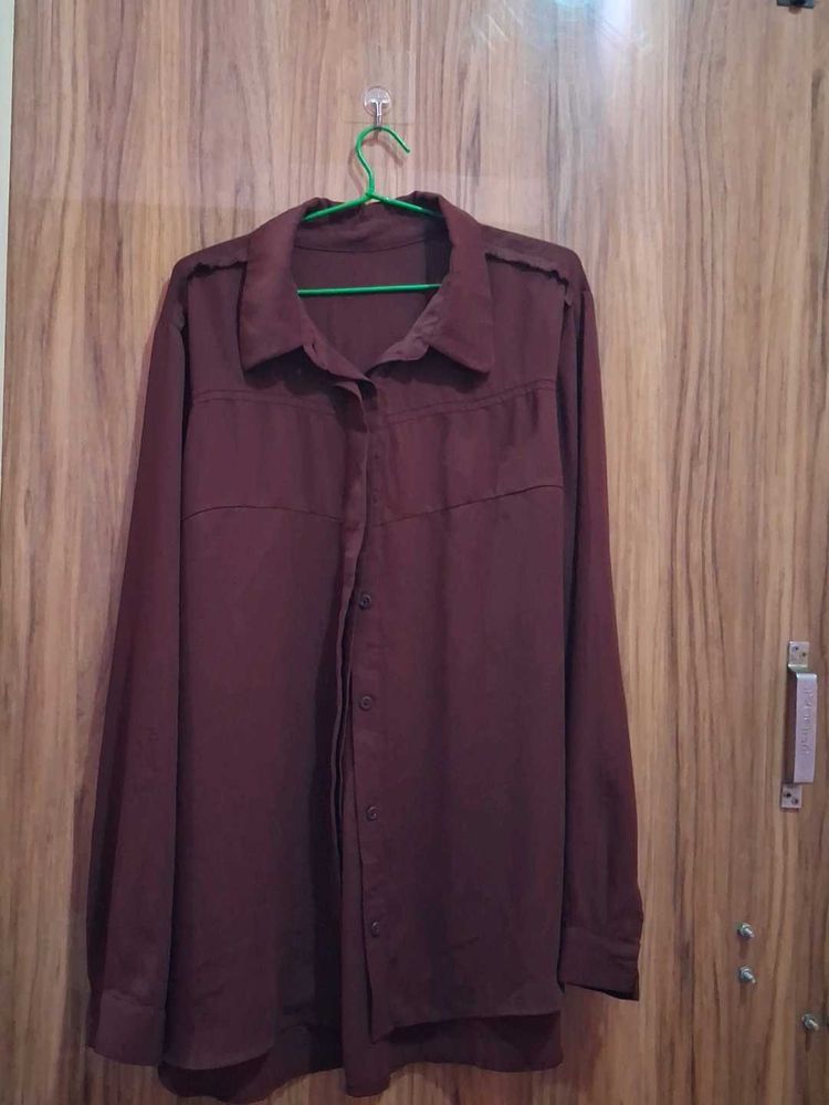 Stylish Maroon Button-Up Shirt