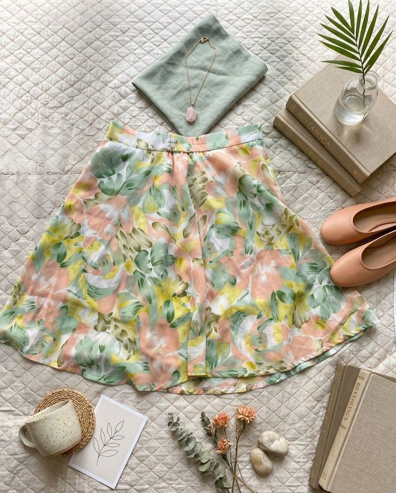 Floral Print Flared Skirt