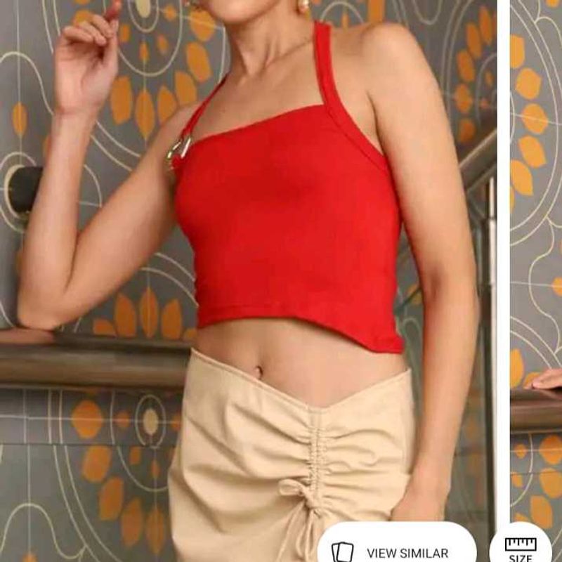 XXL size Red Halter Crop Top