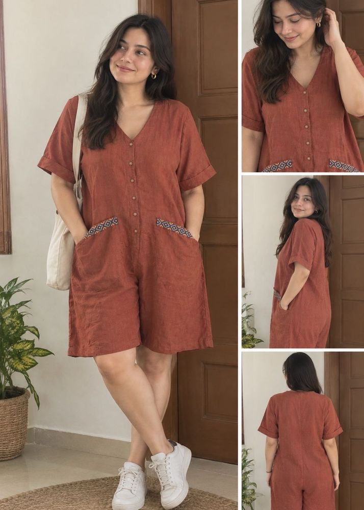 Stylish Rust Orange Jumpsuit