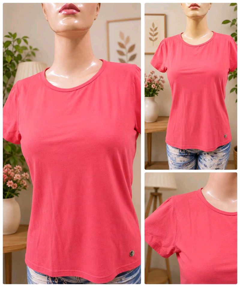 Coral Pink Short Sleeve Top