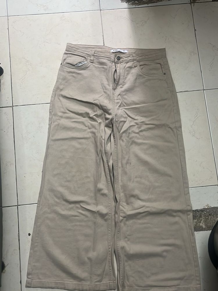 Wide Leg Beige Pants