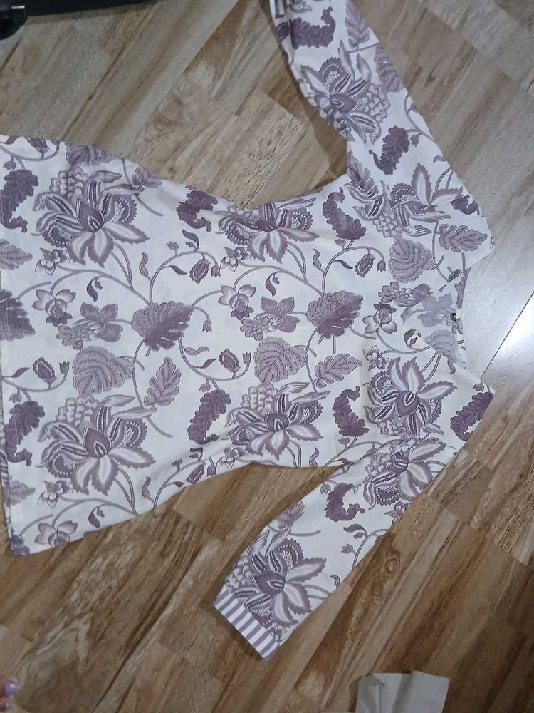 Floral Print Long Sleeve Kurta