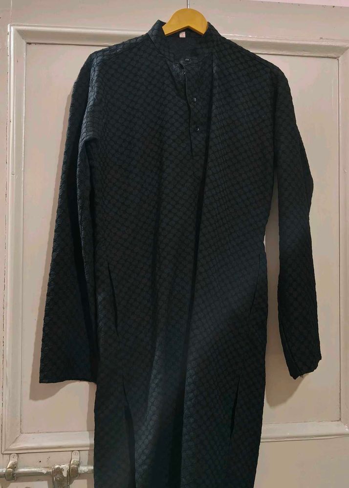 Black Textured Kurta
