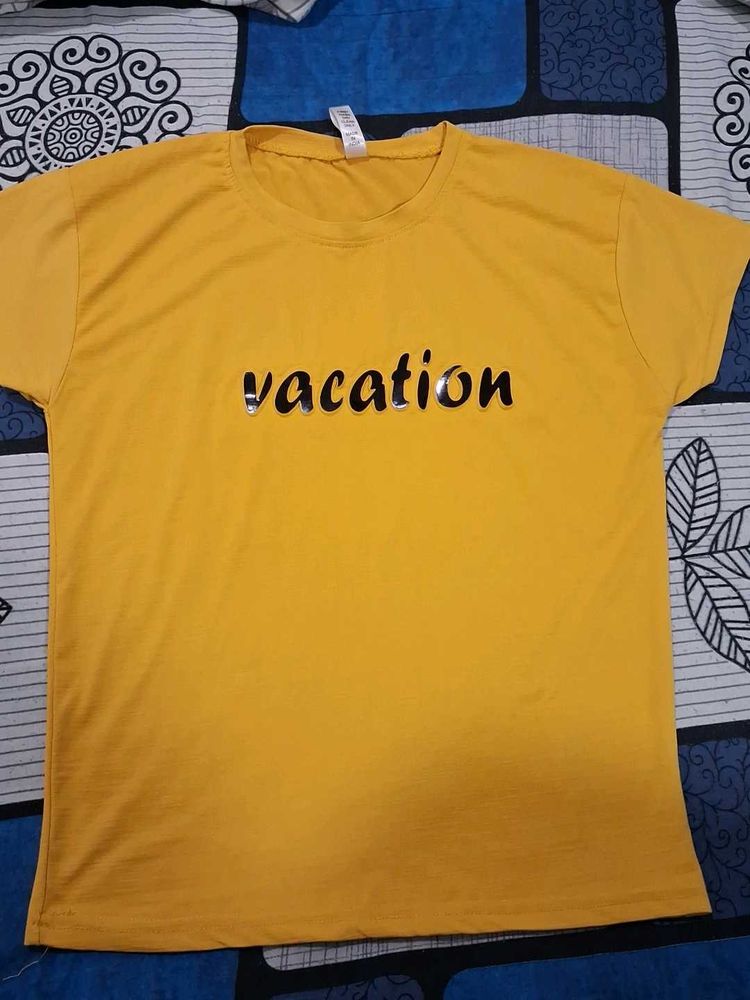 Yellow "Vacation" Graphic T-Shirt