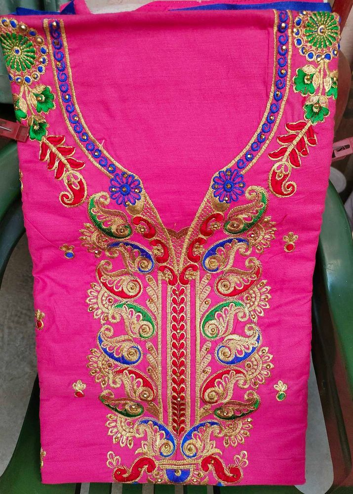 Pink Embroidered Salwar Kameez Suit Material