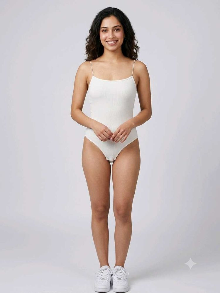 White Spaghetti Strap Bodysuit