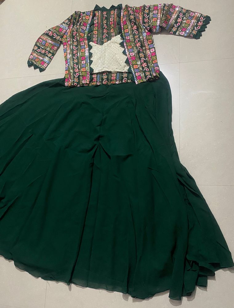 Emerald Green Embroidered Lehenga Choli Set