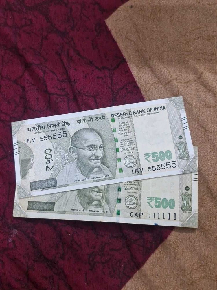 Indian 500 Rupee Banknotes 2 with fancy  Number