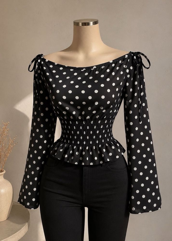 Chic Polka Dot Off-Shoulder Top