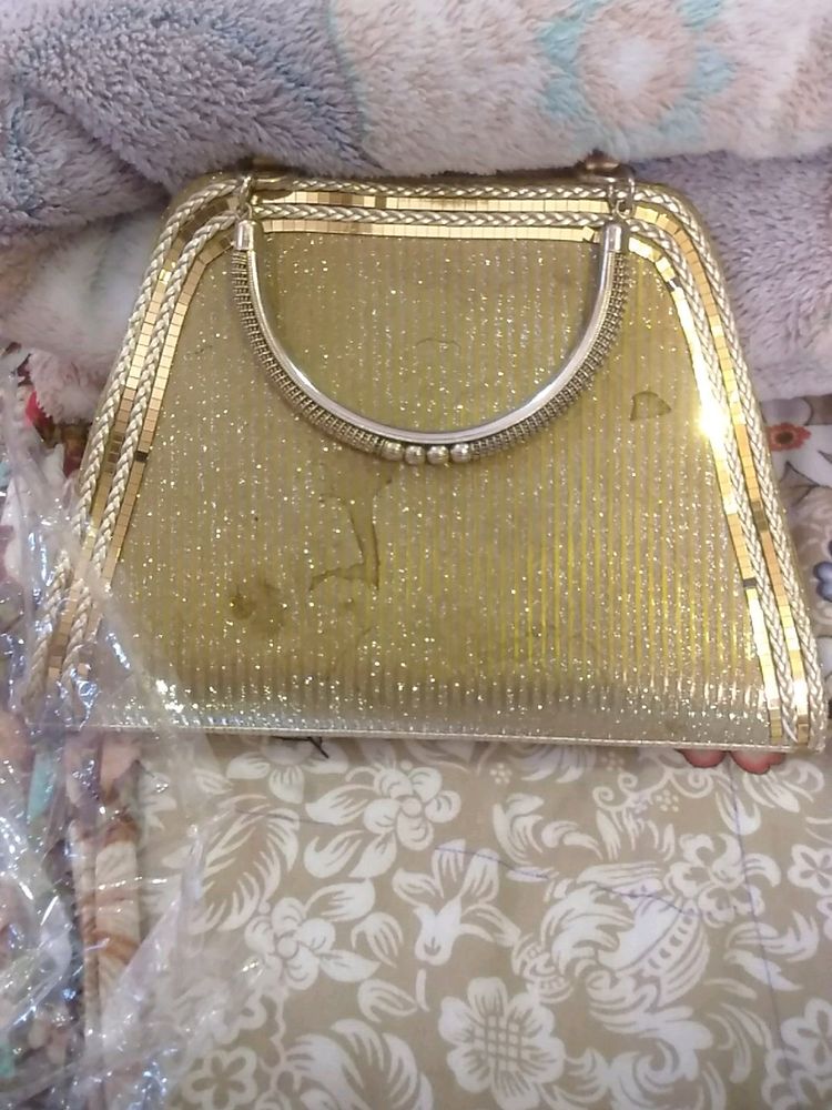 Vintage Gold Glitter Evening Bag
