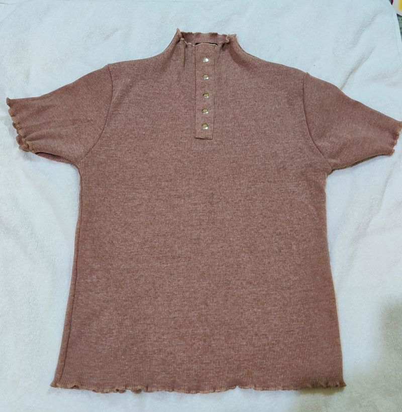 Coffee Colour Turtle Neck Top