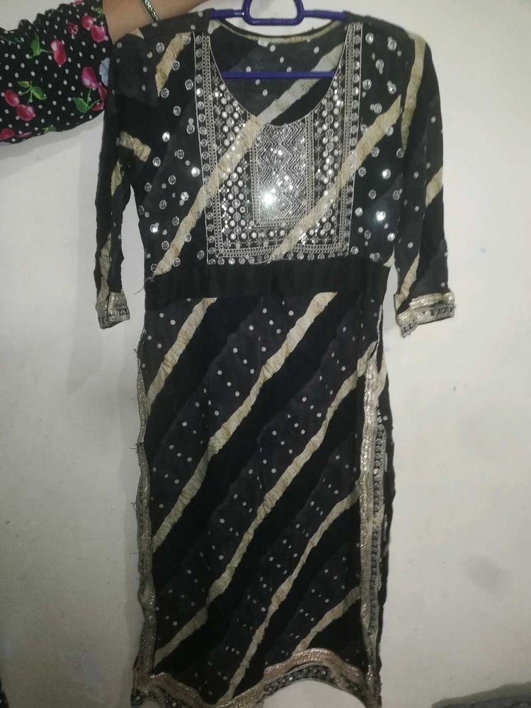 Designer Black Kurta with Mirror Work