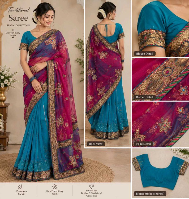 Stunning Embroidered Saree with blouse