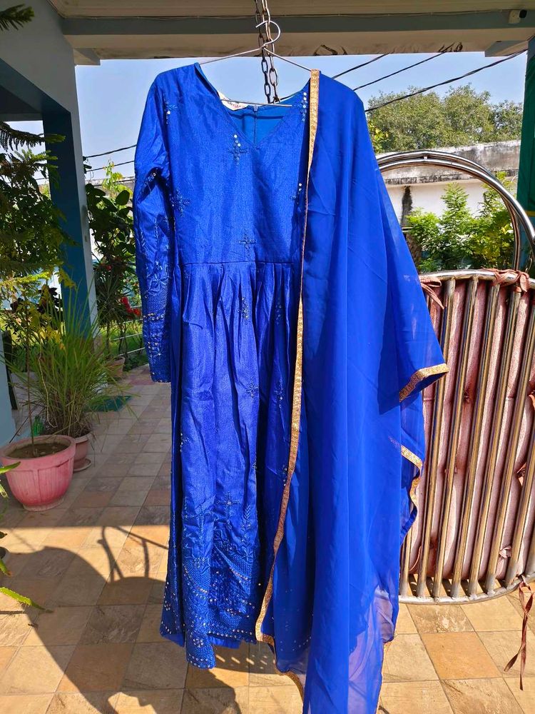 Elegant Royal Blue Anarkali Suit with Dupatta