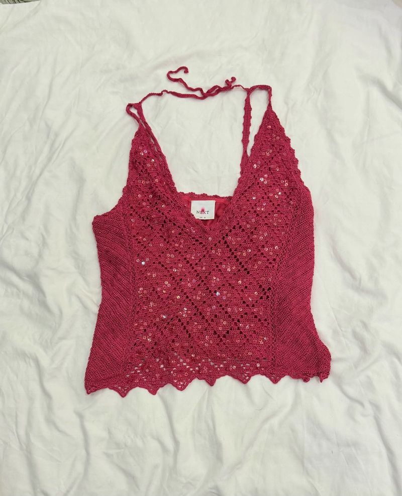 Sparkly Crochet Halter Top