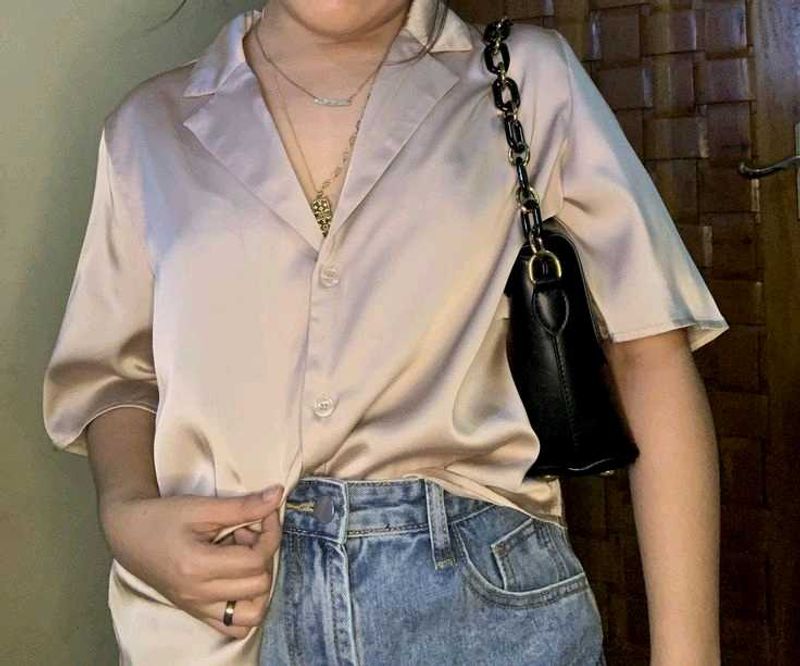 Satin Button-Up Shirt
