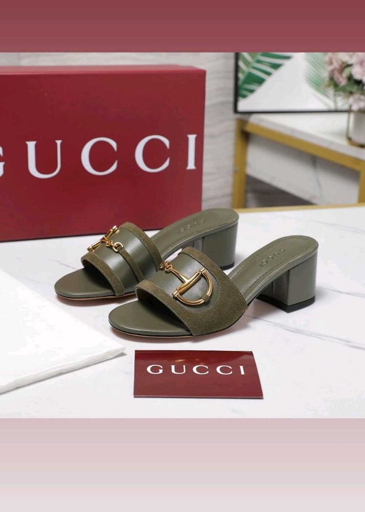 Gucci Green Block Heel Mules