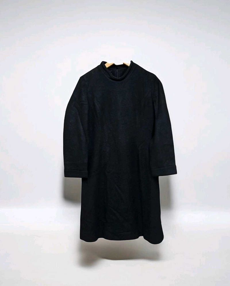 Winter Warm Black Midi Dress