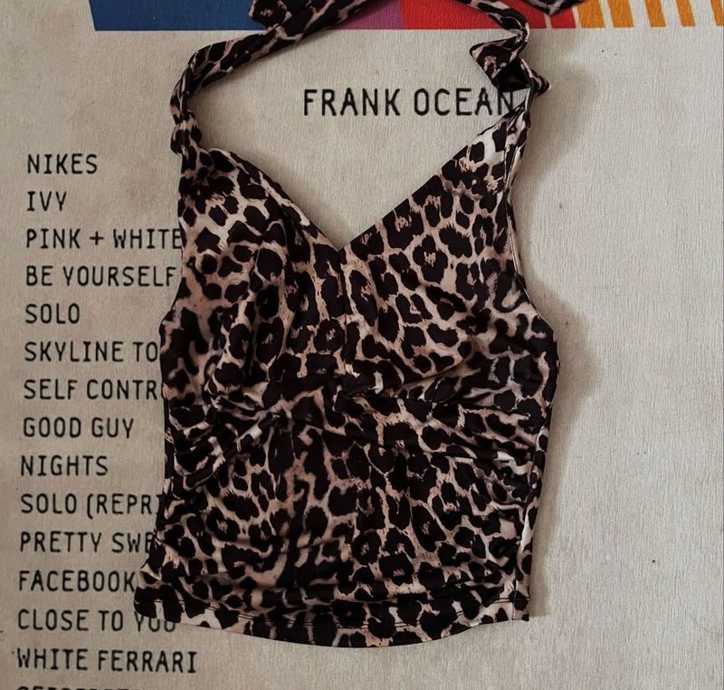 leopard print halter neck top