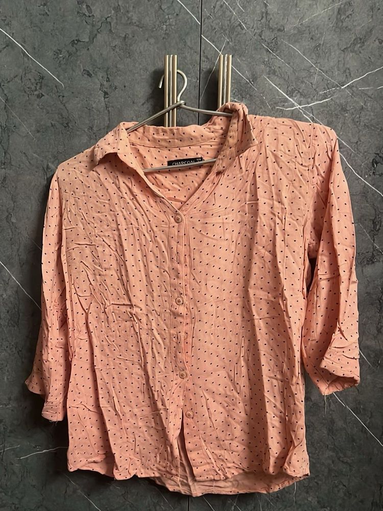 Cute Peach Polka Dot Blouse