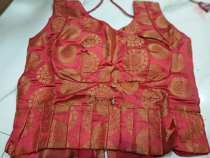 Red &amp; Gold Brocade Blouse