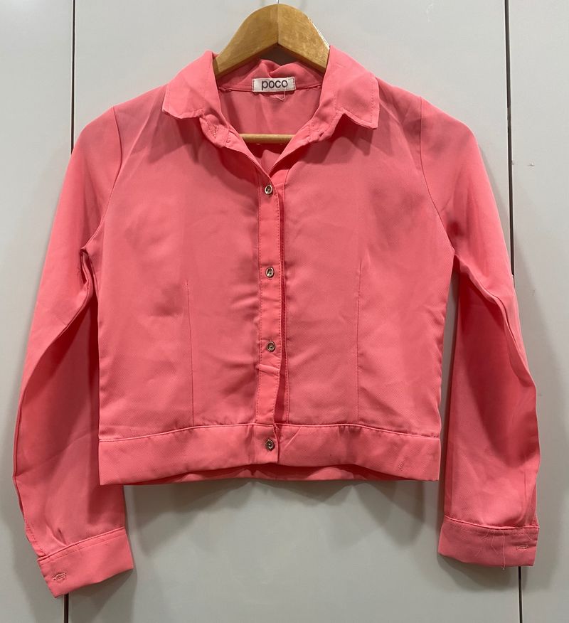 Women’s Crop Casual Peach Shirt
