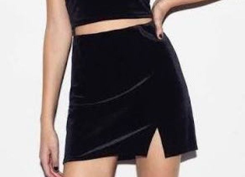 Black Velvet Mini Skirt