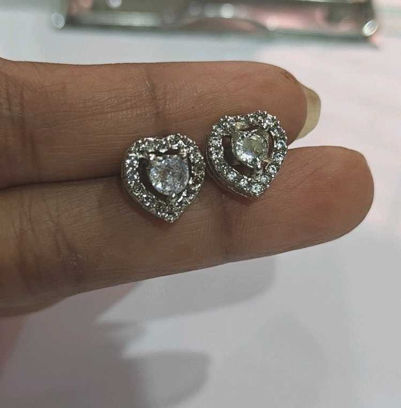 Heart Stud Earrings with Crystals