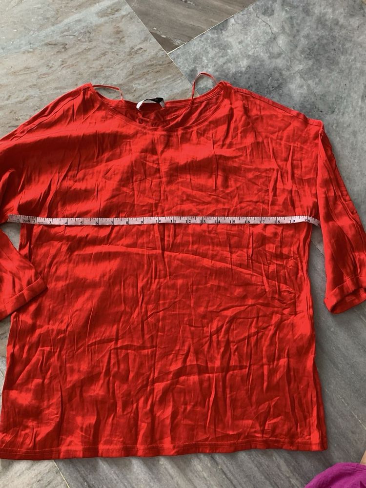 Vibrant Red Loose Fit Top