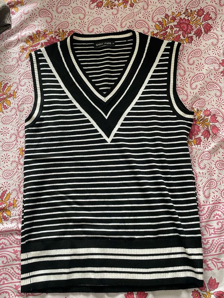 Striped V-Neck Sweater Vest