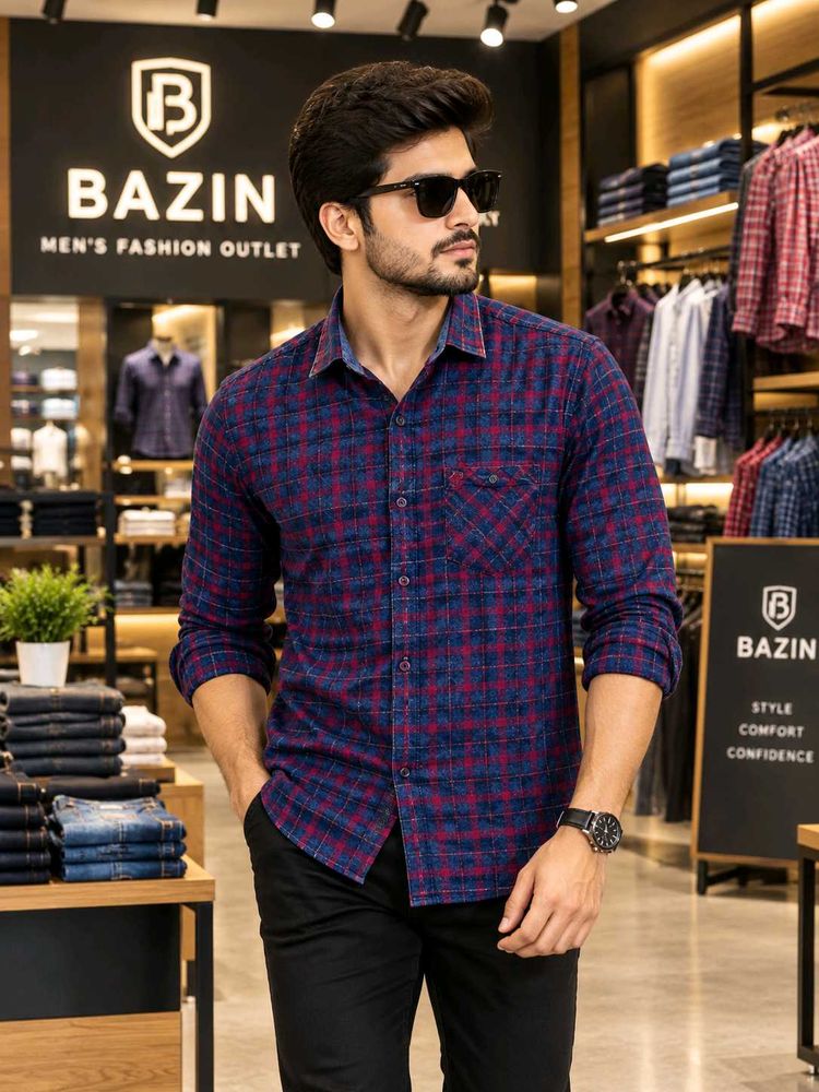 🇳🇿💫🎀Men's Blue &amp; Red Plaid Shirt