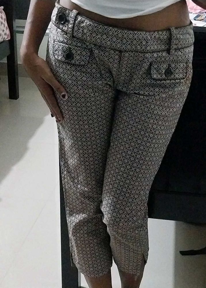 Brown Patterned "ANN TAYLOR" Capris