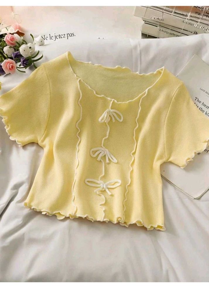 Cute Yellow Cropped Knit Top