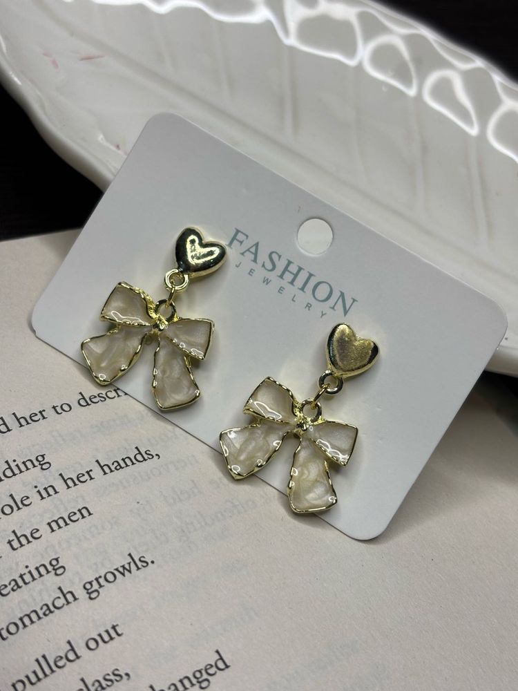 Cute Bow Heart Dangle Earrings