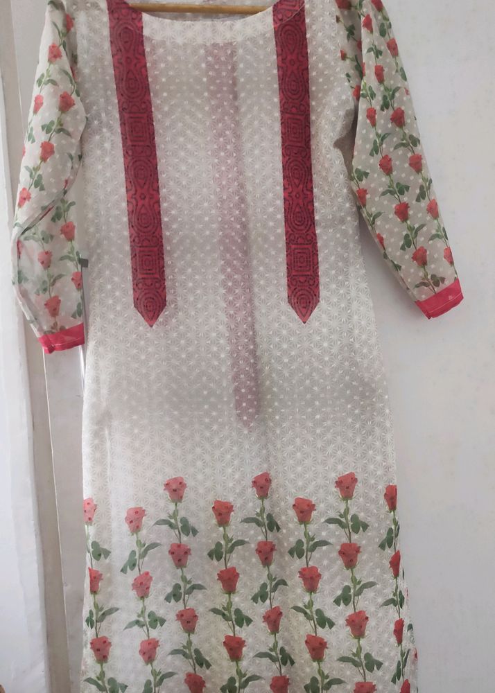 Transparent Boat Neck Kurti/Kurta