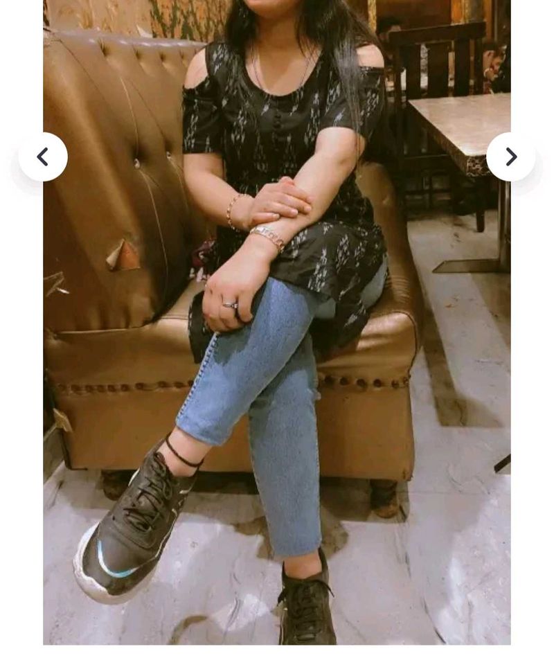 Black Ikat Print Kurta